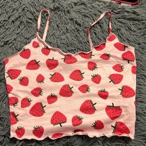 SHEIN Pink Strawberry Print Top